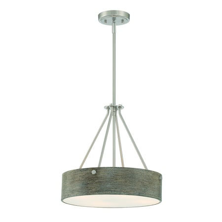 Designers Fountain Erba 60 Watt 3 Light Brushed Nickel Pendant with Grey Wood Shade D228M-16P-BN